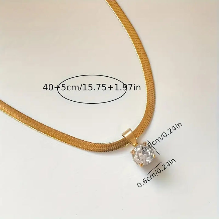 Elegant Gold Rhinestone Pendant Necklace