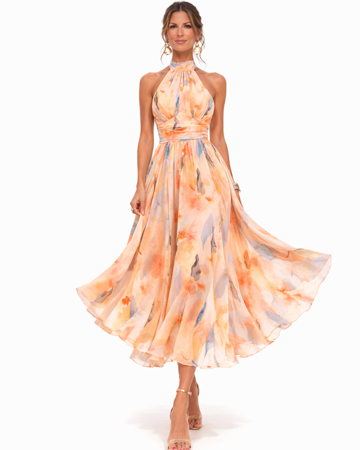 Auréline™ – Halter Neck Flowing Midi Dress