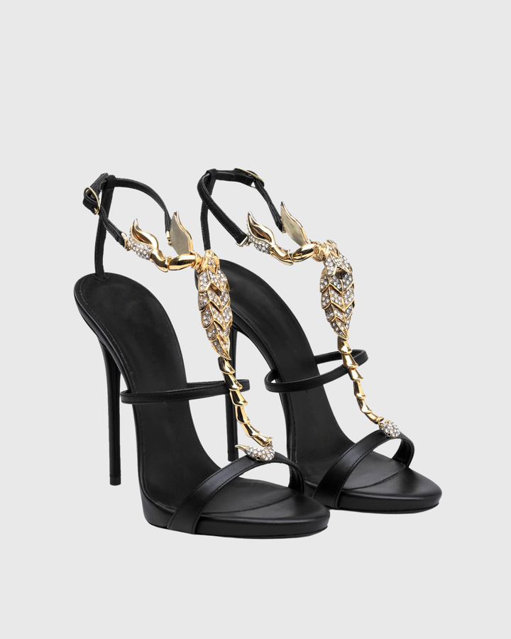 Pia Rhinestone Scorpion Strap Sandals