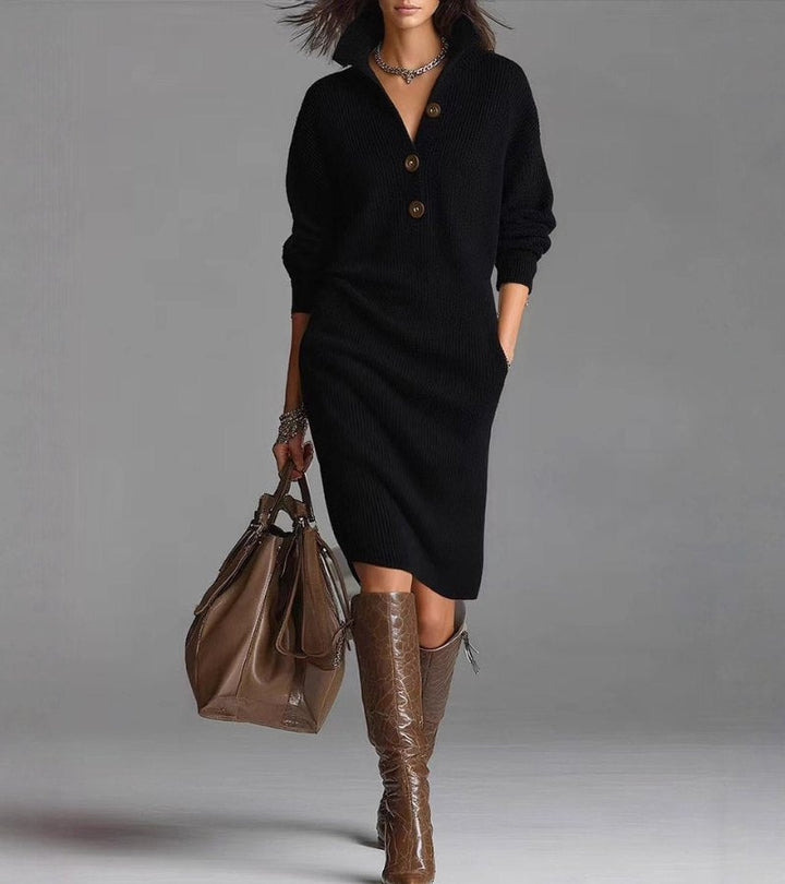 BELLE – SOFT KNIT BUTTON DRESS