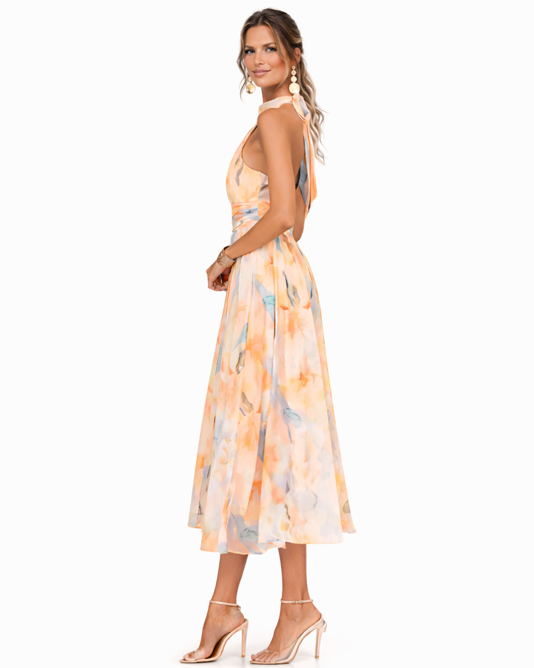Auréline™ – Halter Neck Flowing Midi Dress
