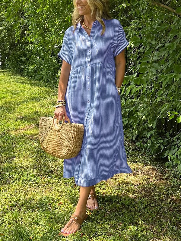 JOVIE - CLASSIC ELEGANT STRIPED MAXI DRESS