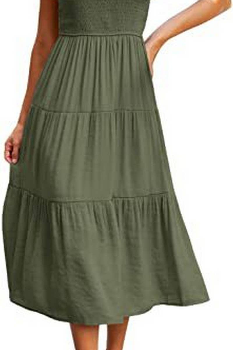 MARINEL - SHIRRED ELEGANCE MIDI DRESS