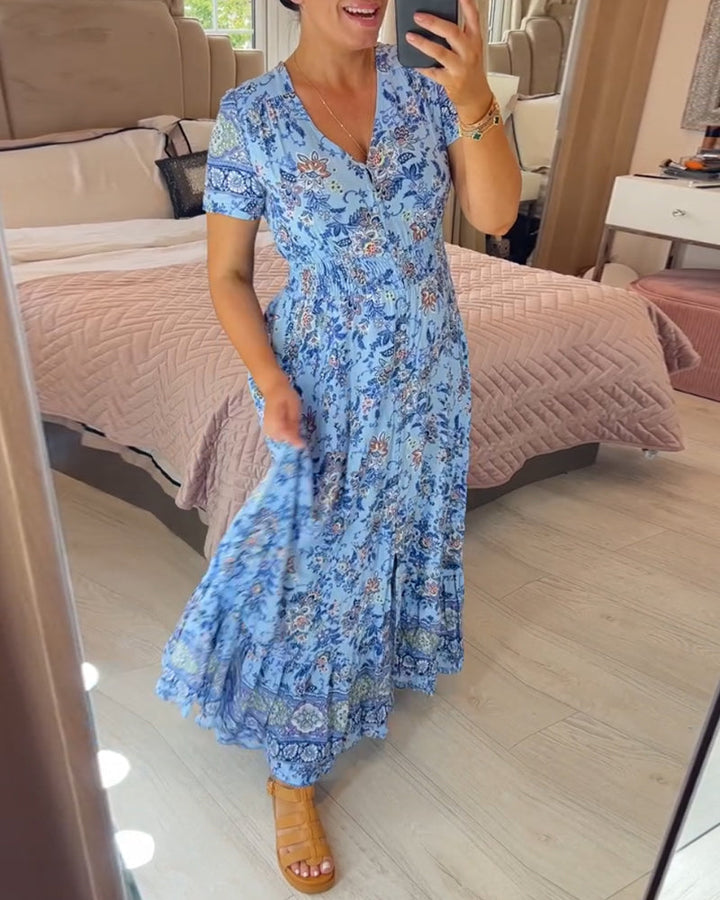 BRIAR - BOTANICAL V-NECK DRESS