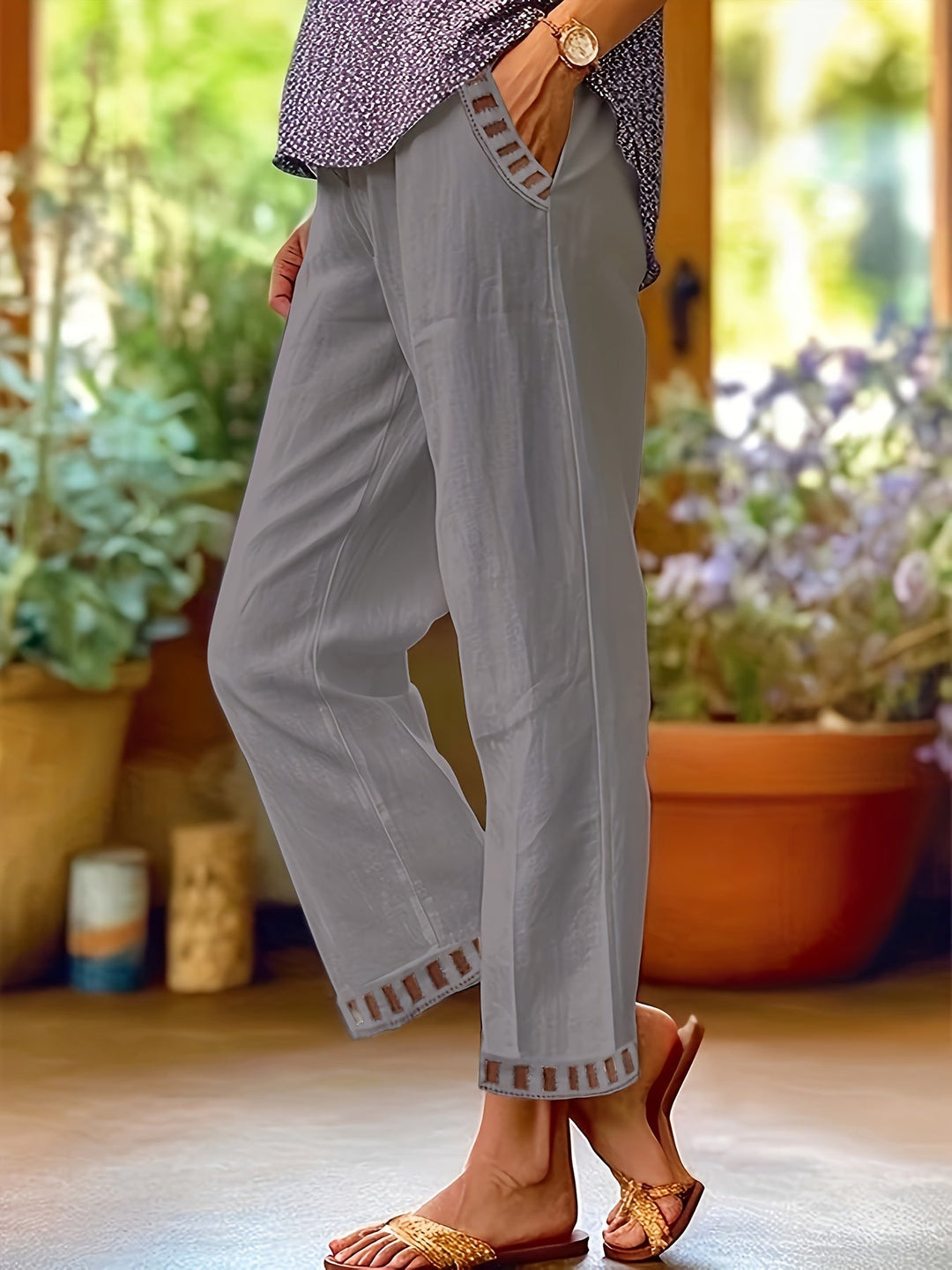Wren | Relaxed Contrast Trim Cropped Pants
