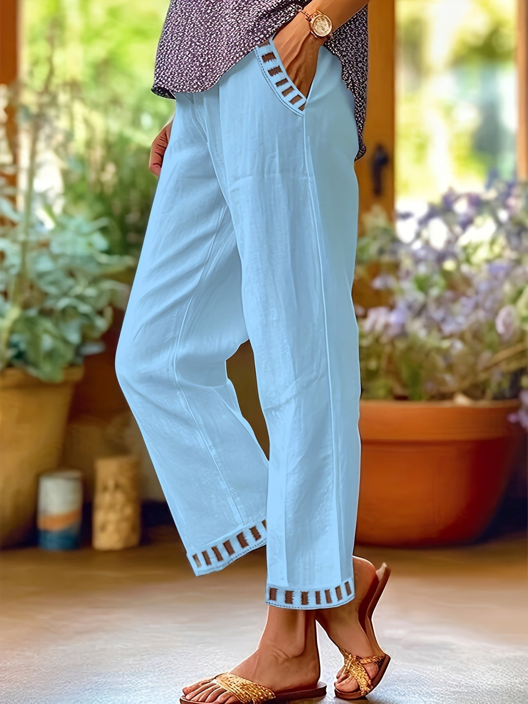 Wren | Relaxed Contrast Trim Cropped Pants