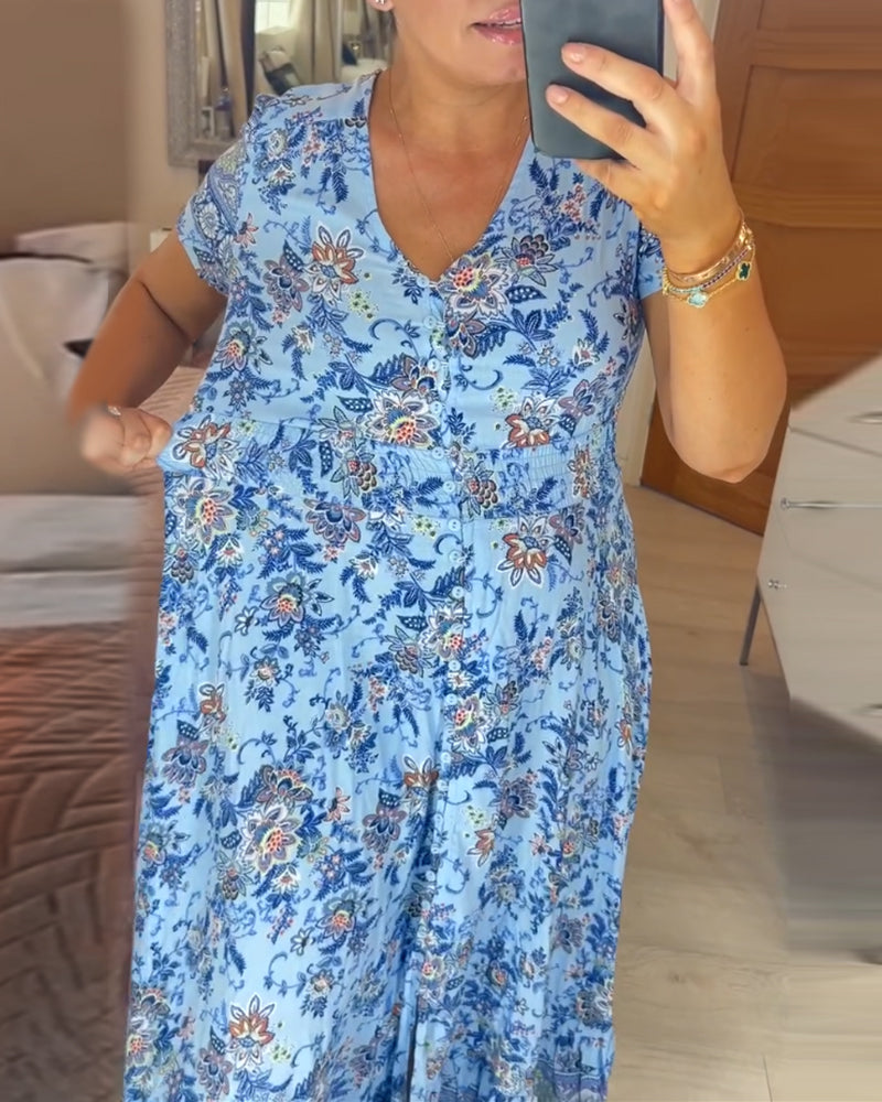 BRIAR - BOTANICAL V-NECK DRESS
