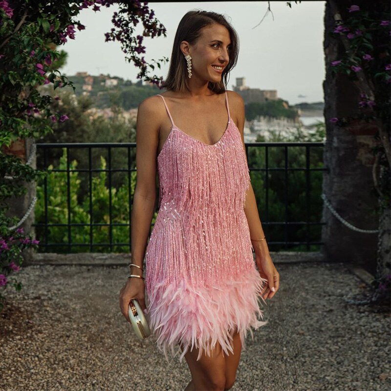 JOYCEL - MODERN FEATHERED PARTY DRESS