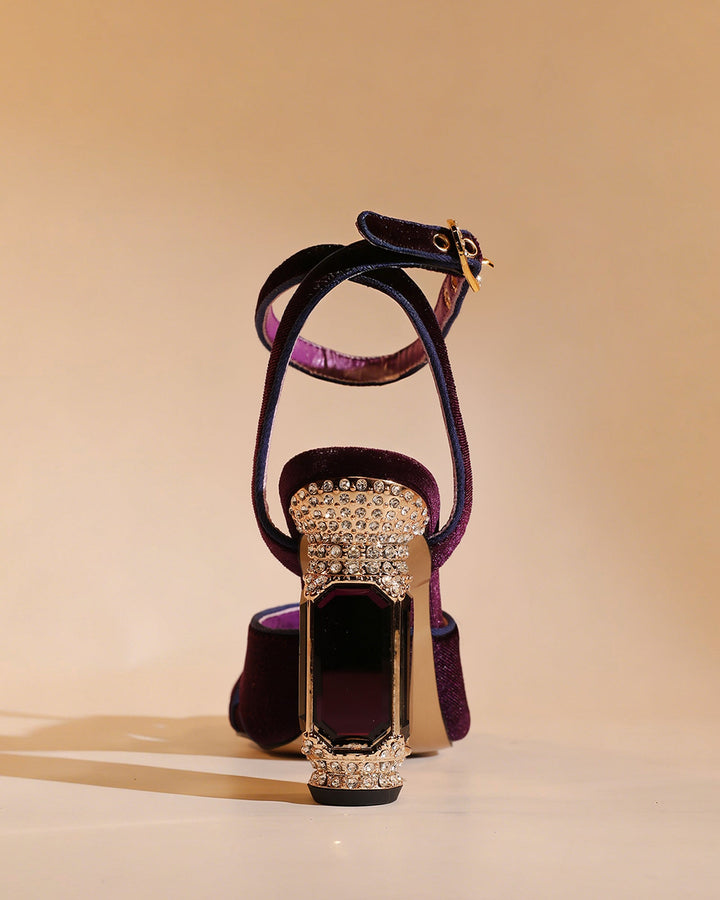 Blythe Velvet Vintage Sandals In Purple