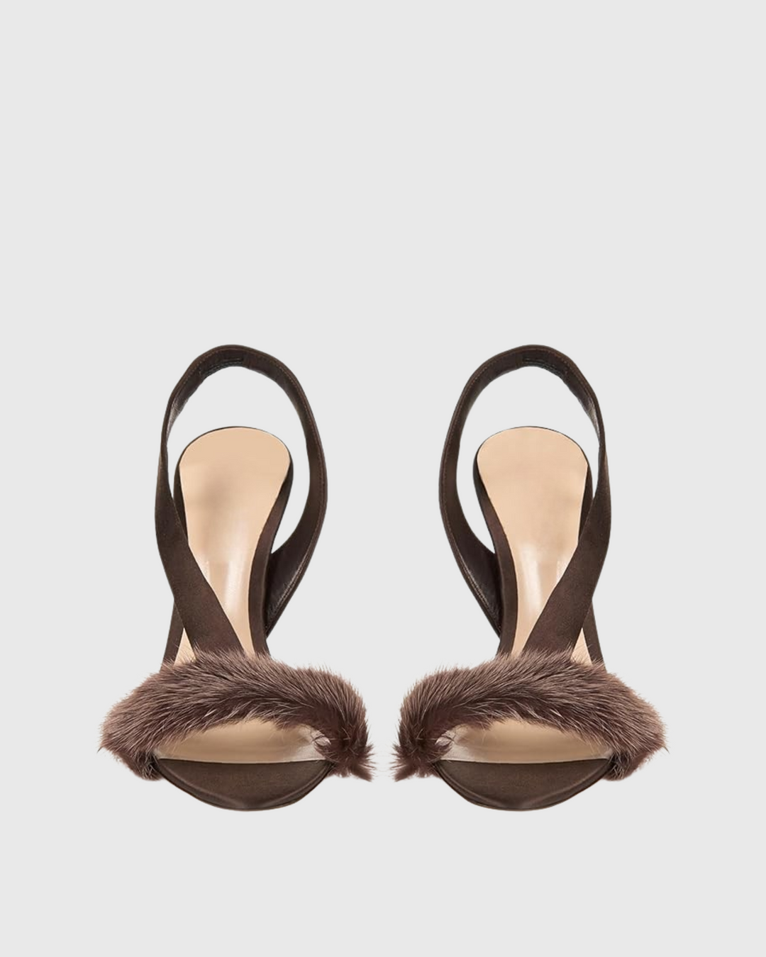 Devin Faux Fur Slingback Sandals In Brown