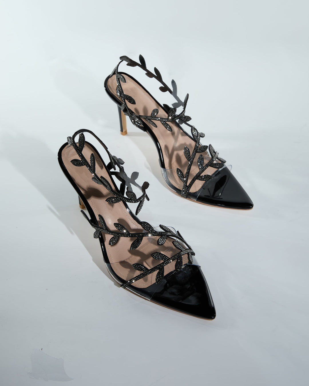 Ealar Rhinestone Leaf Sandals In Black
