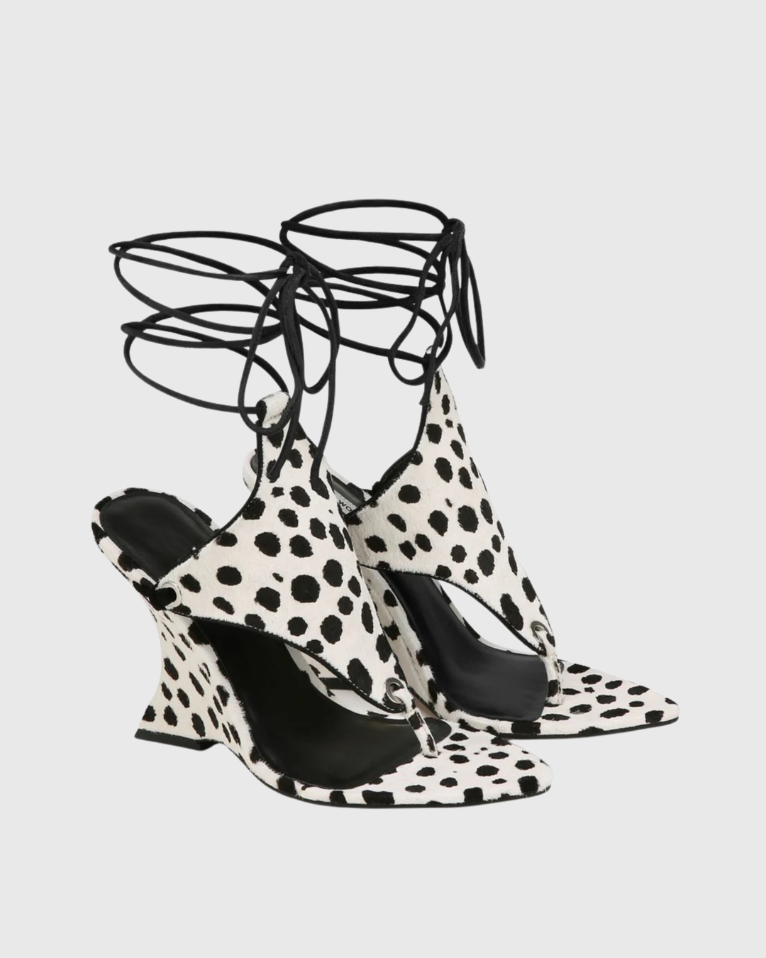 Eki Lace Up Wedge Sandals In Spot Print