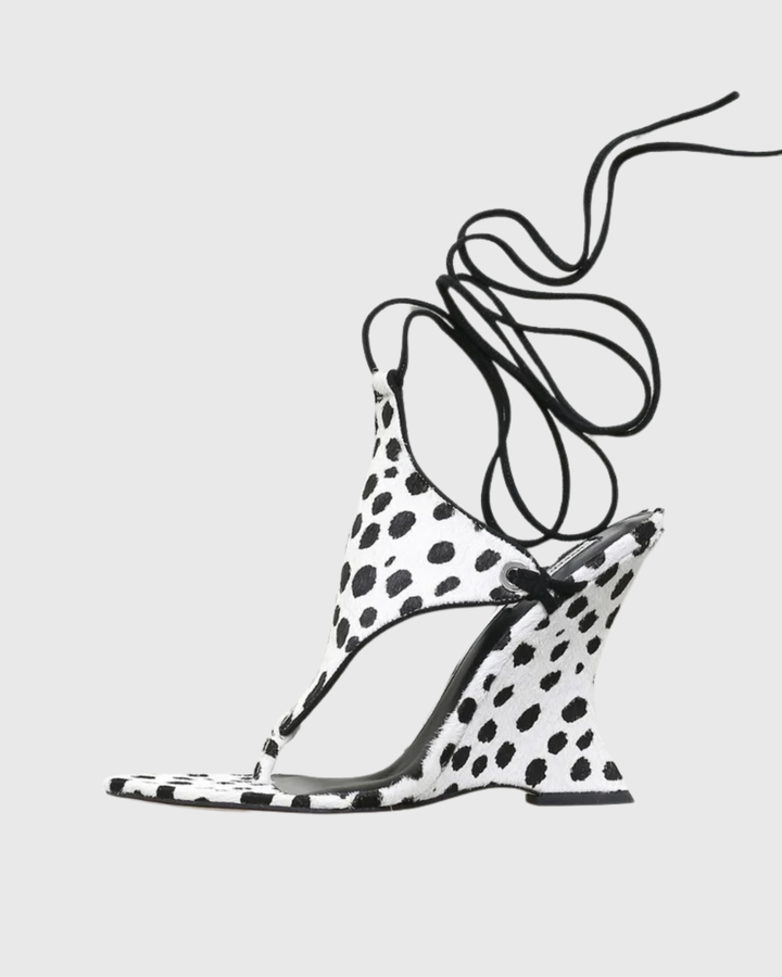 Eki Lace Up Wedge Sandals In Spot Print