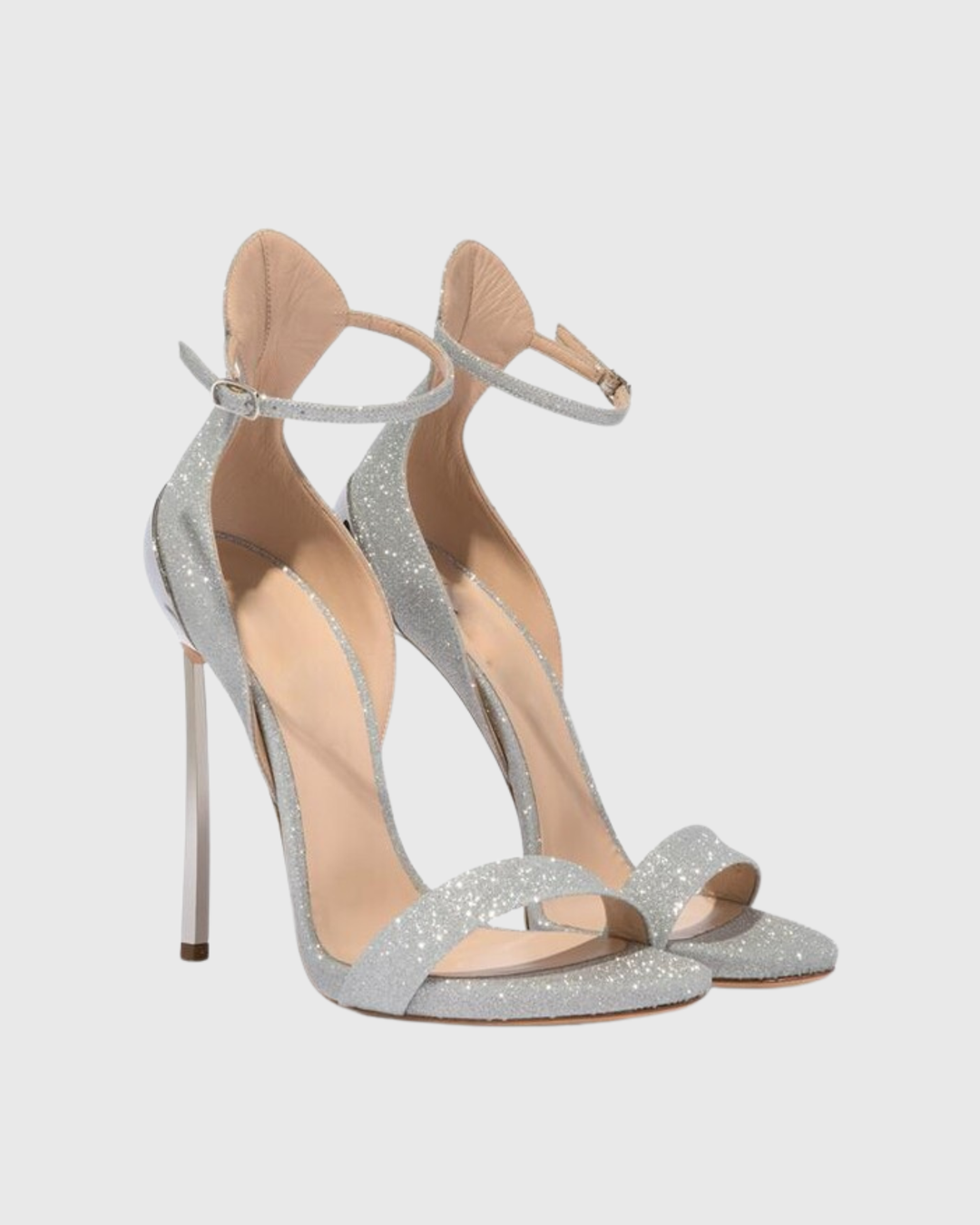 Evelina Glitter Strap Sandals In Silver