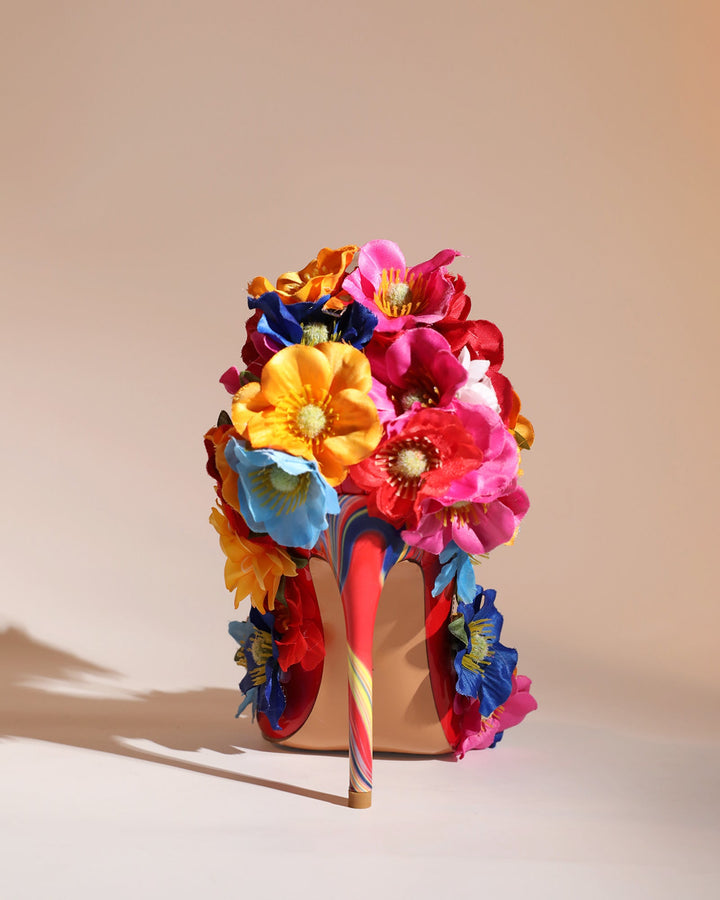 Fadwa 3D Flower Sandals In Multicolor