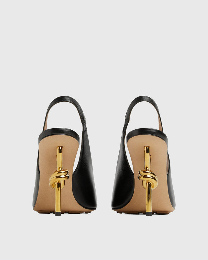 Fiamma Leather Metal Knot Sandals In Black