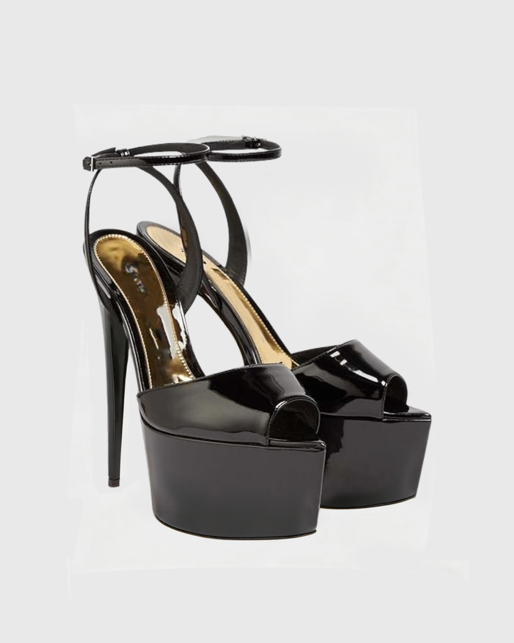 Freya Peep Toe Platform Sandals In Black