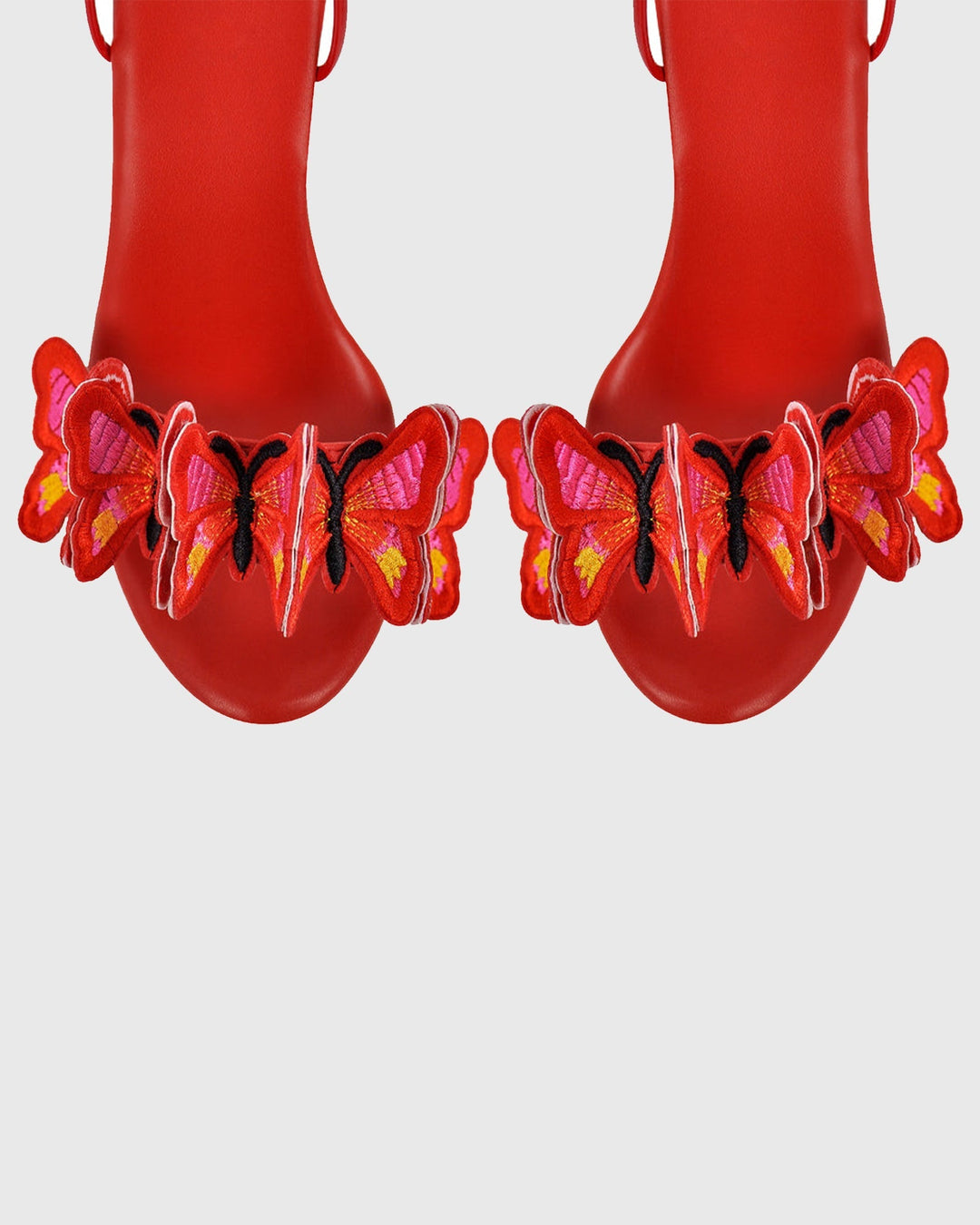 Lelia Bow Embroidery Lace Up Platform Sandals In Red