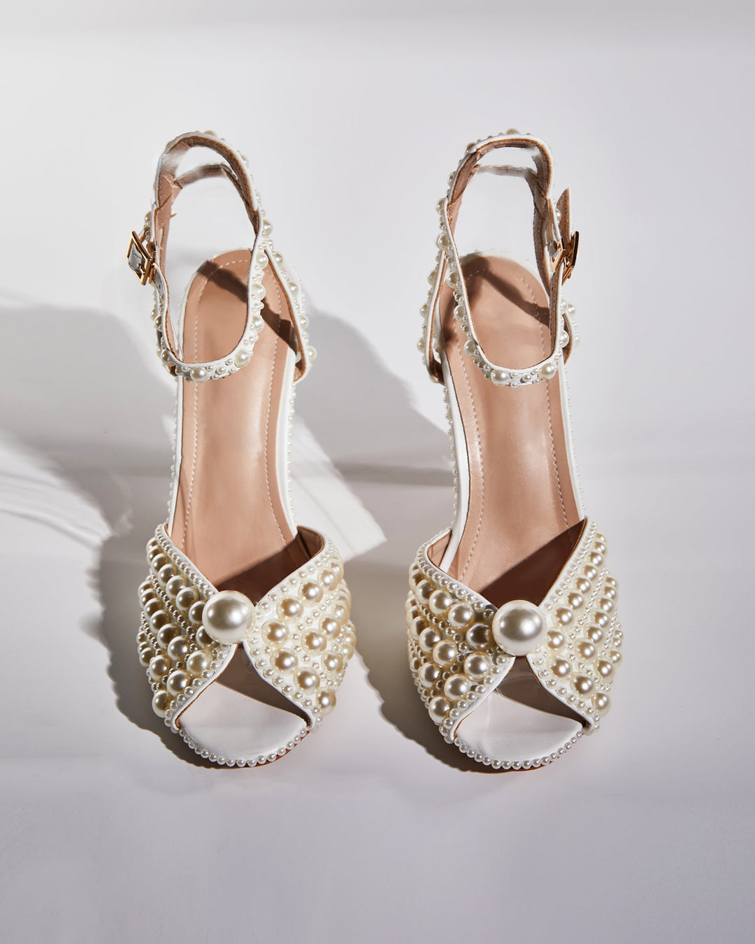 Liviana Pearl Strap Sandals In Apricot