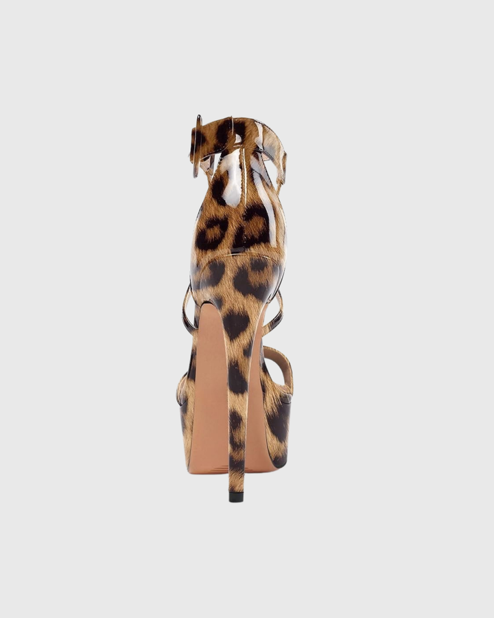 Lyla Leopard Print Cross Strap Platform Sandals