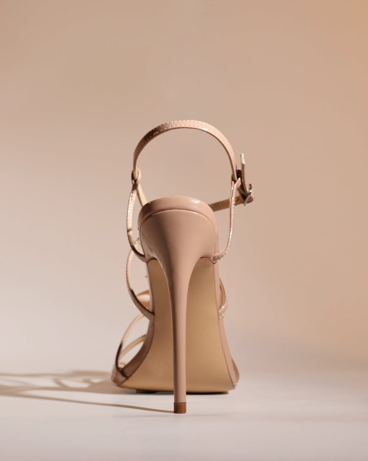 Maurizia Flower Cross Strap Sandals In Beige