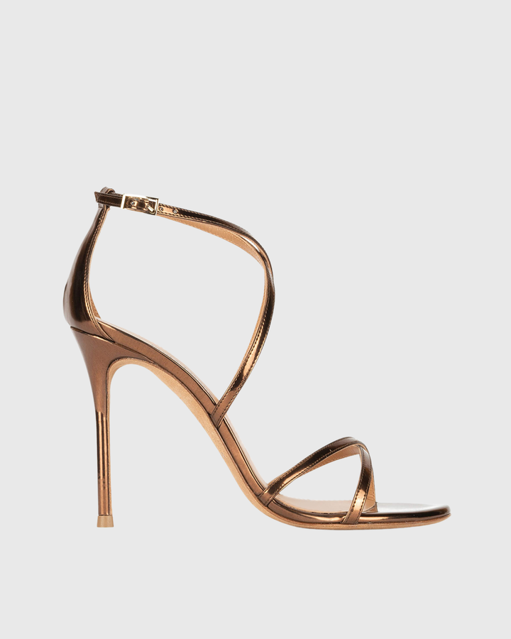 Morena Cross Strap Sandals In Rose Gold