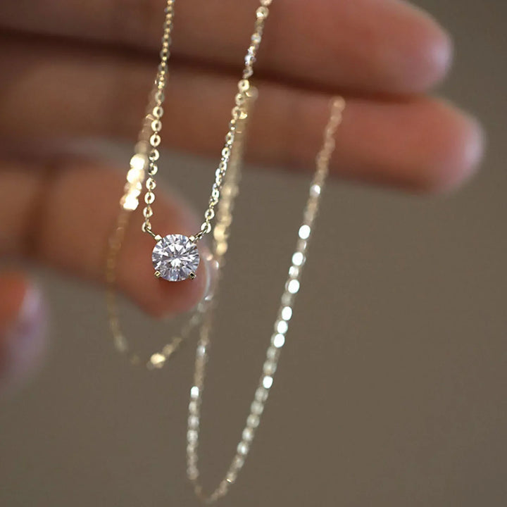 Sterling Silver 18K Gold Plated Zircon Necklace