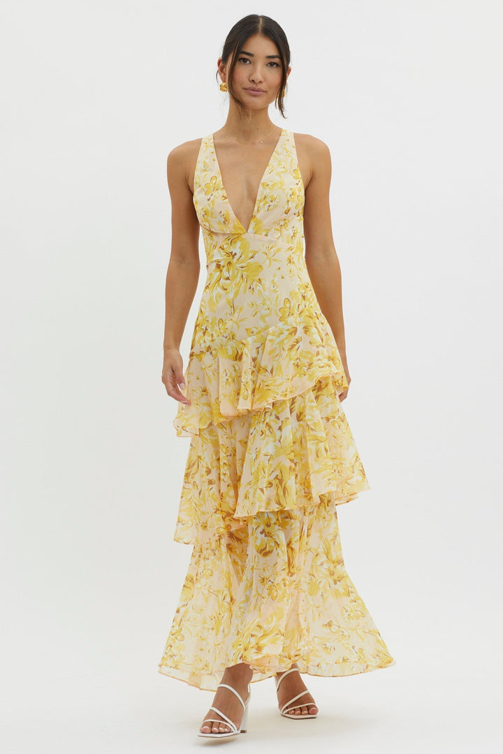 FERRERAS - REFINED STYLE RUFFLE MIDI DRESS