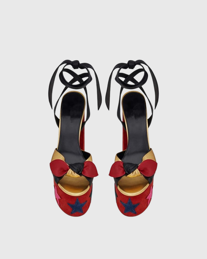 Satu Star Knot Lace Up Platform Sandals In Red