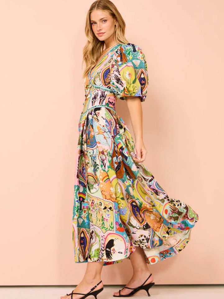 GAELLE - ELEGANT V-NECK LONG DRESS