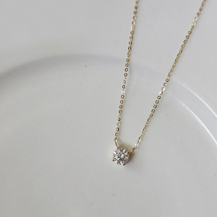 Sterling Silver 18K Gold Plated Zircon Necklace