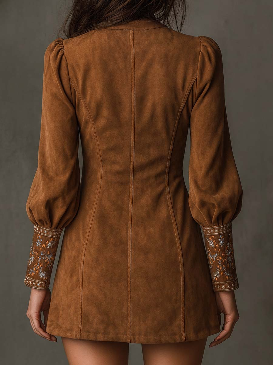 Jenni | Short Dress with Suede Effect