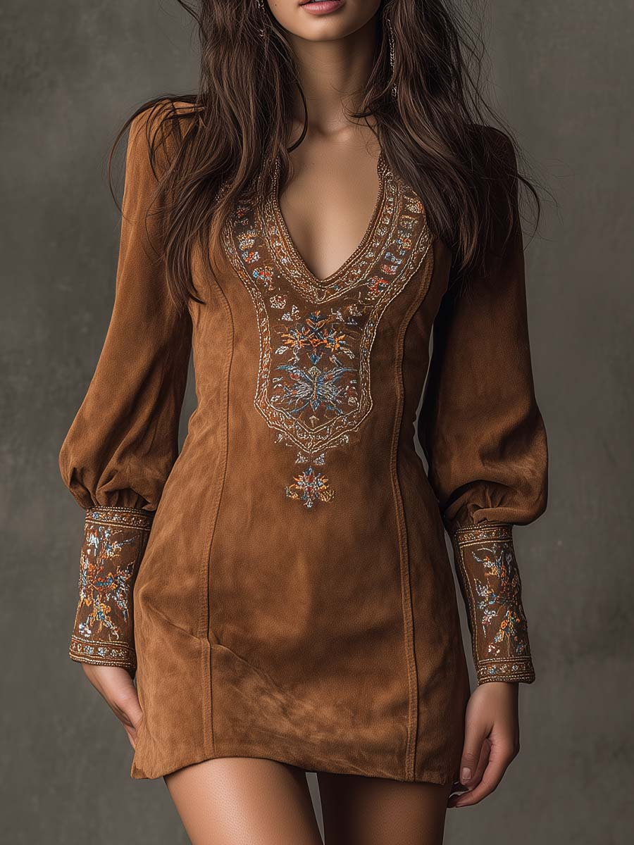Jenni | Short Dress with Suede Effect