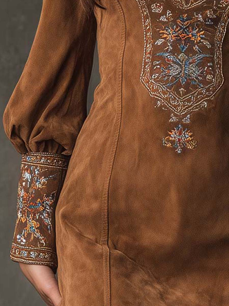 Jenni | Short Dress with Suede Effect