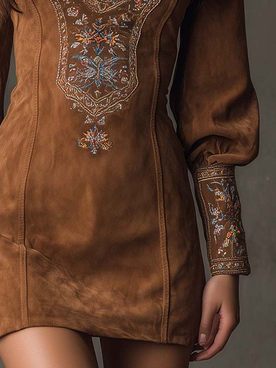 Jenni | Short Dress with Suede Effect
