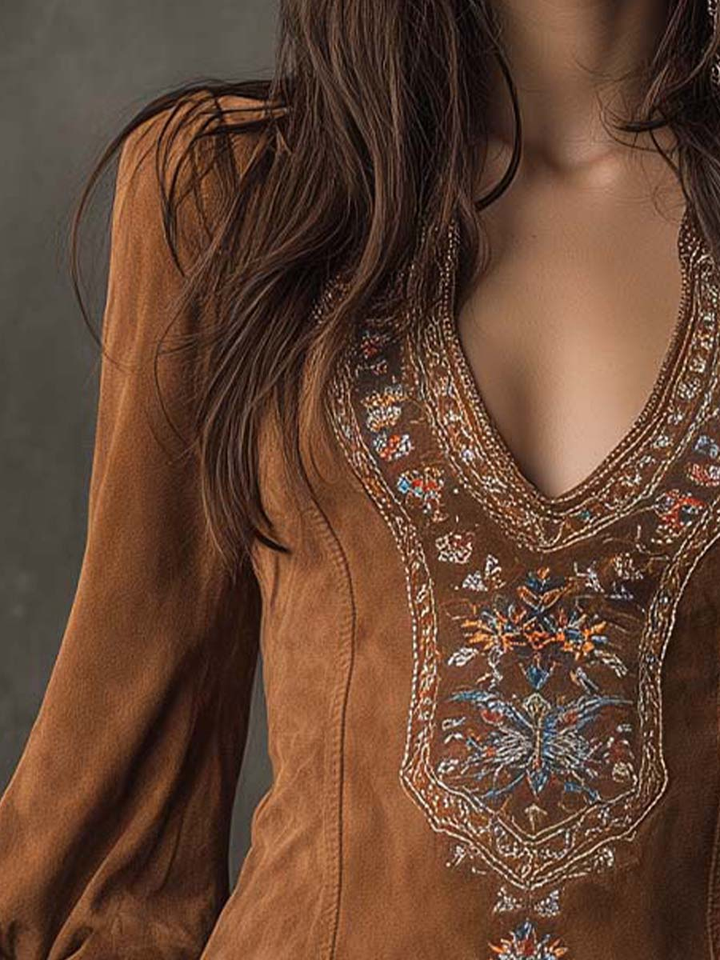Jenni | Short Dress with Suede Effect