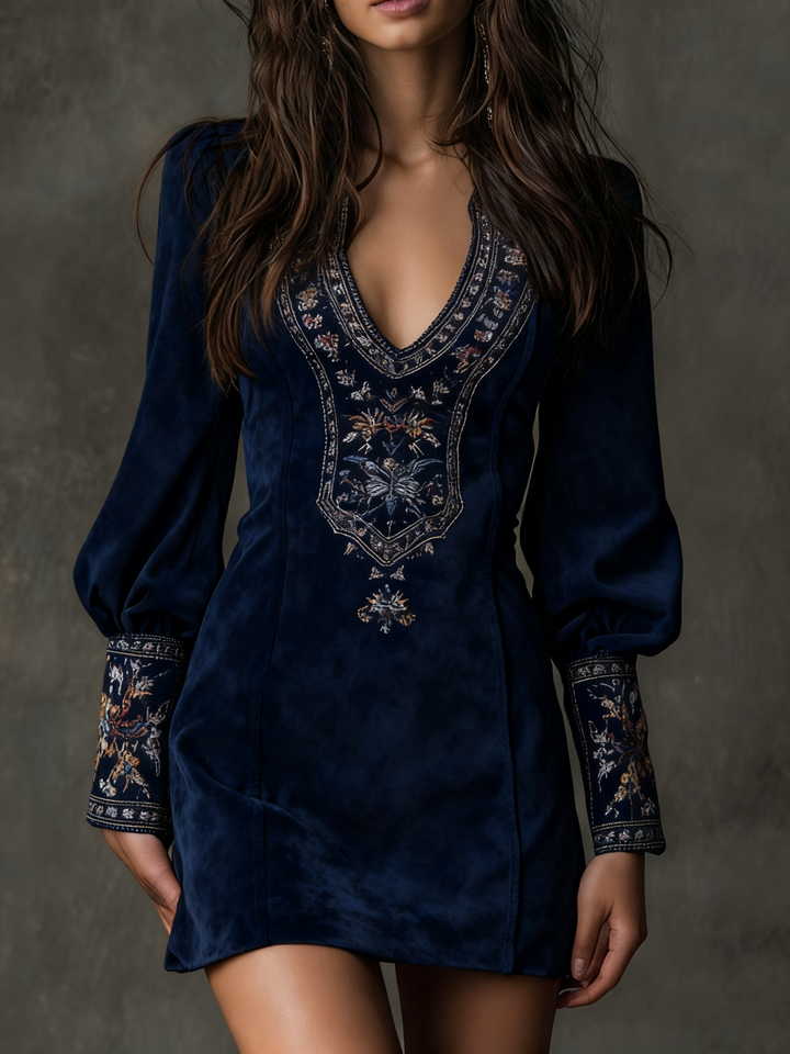 Jenni | Short Dress with Suede Effect