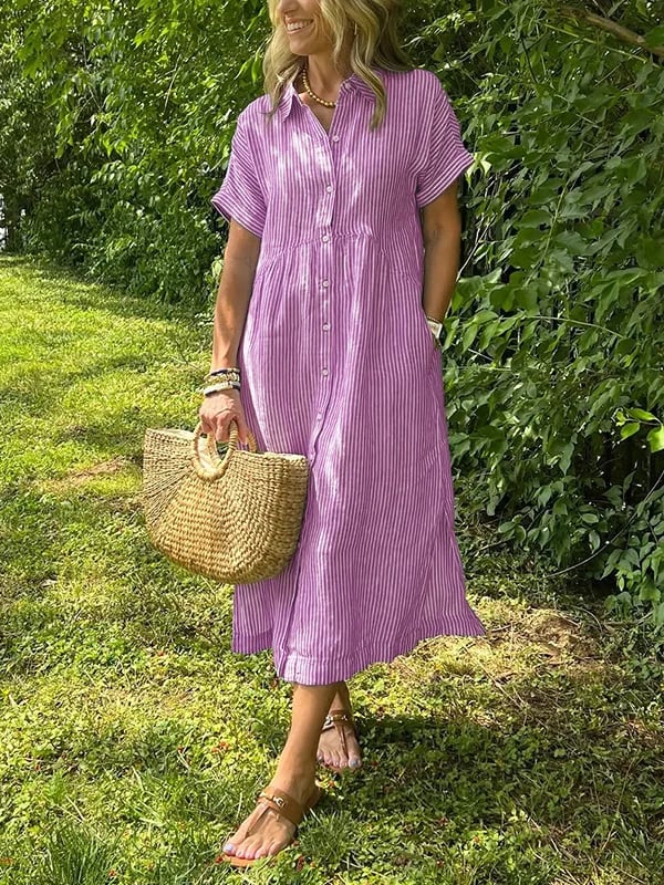 JOVIE - CLASSIC ELEGANT STRIPED MAXI DRESS