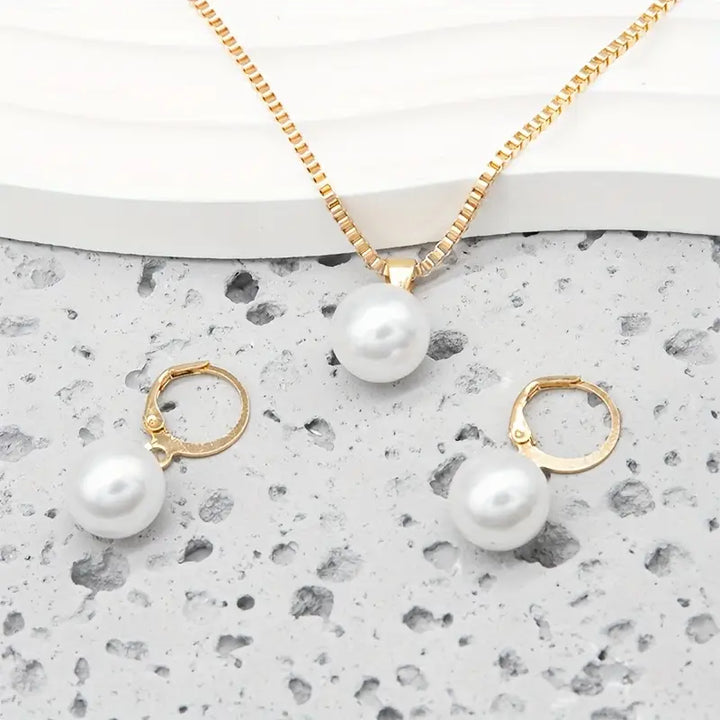Elegant Grace Pearl Necklace Set