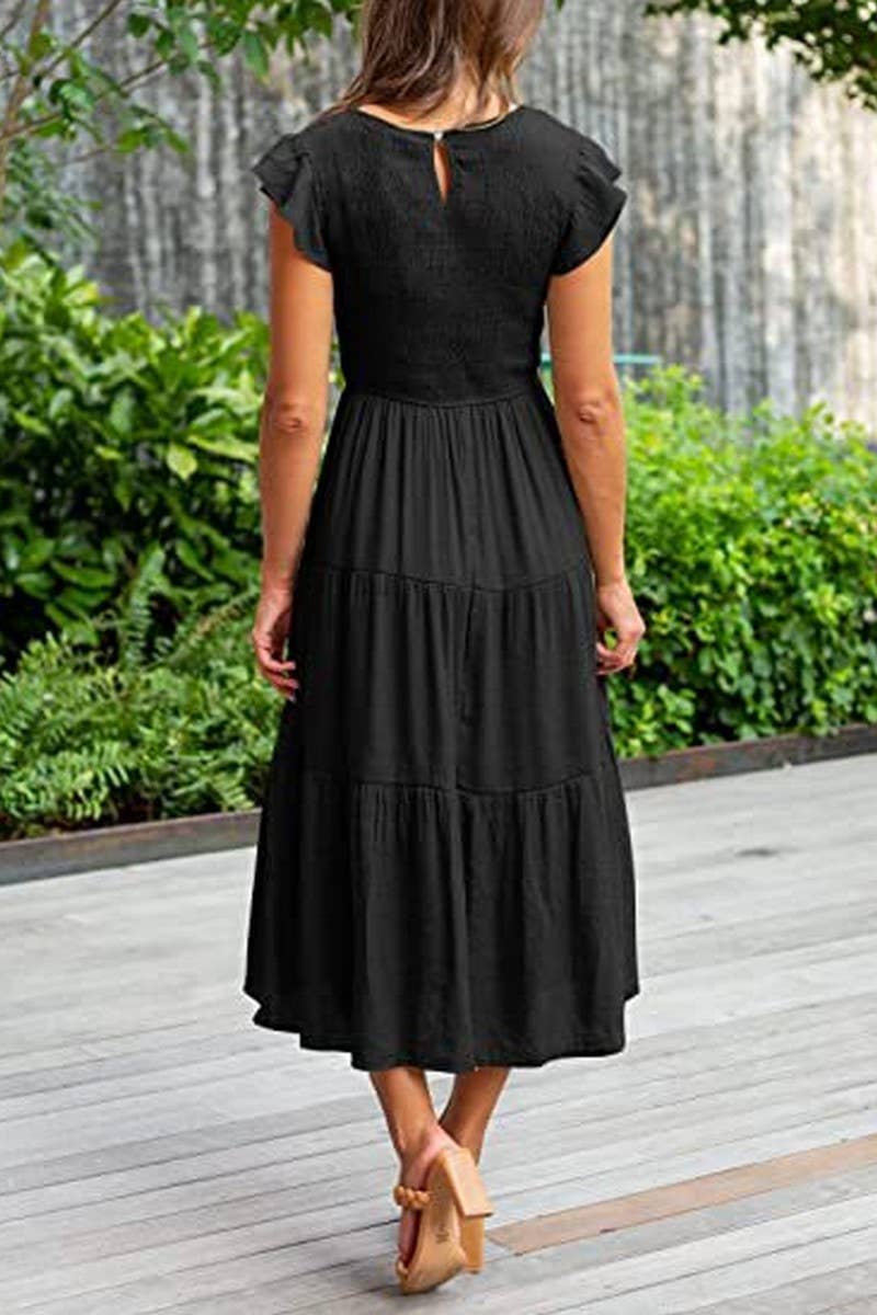 MARINEL - SHIRRED ELEGANCE MIDI DRESS