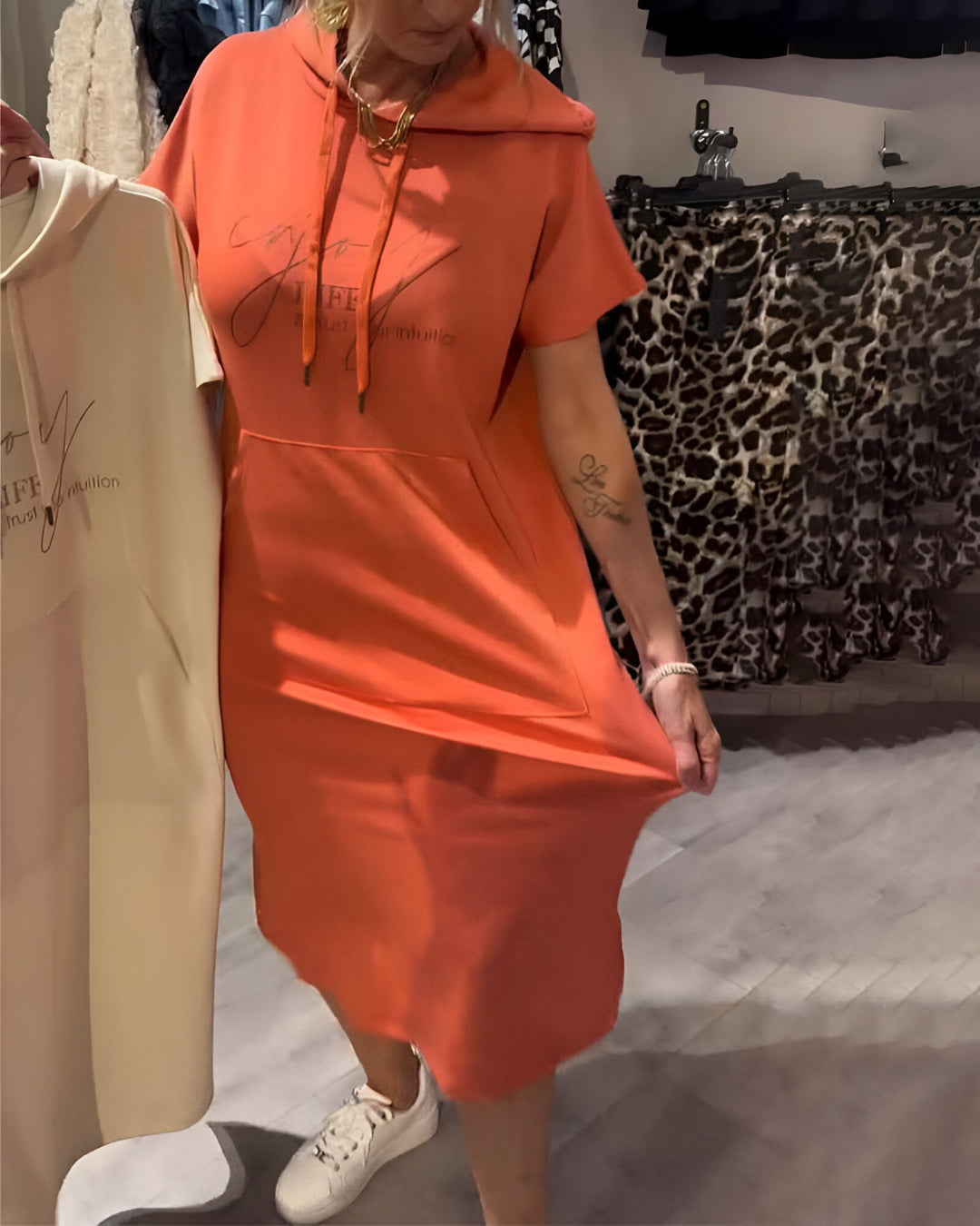 CECILLE - RELAXED HOODED LOUNGE DRESS