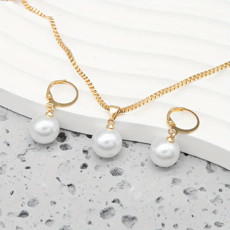 Elegant Grace Pearl Necklace Set