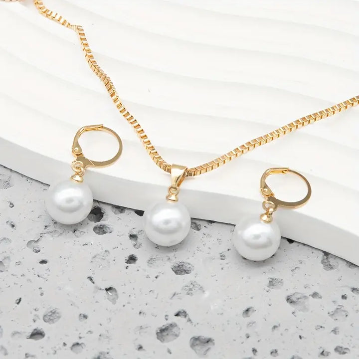 Elegant Grace Pearl Necklace Set
