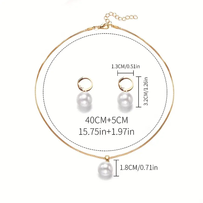 Elegant Grace Pearl Necklace Set