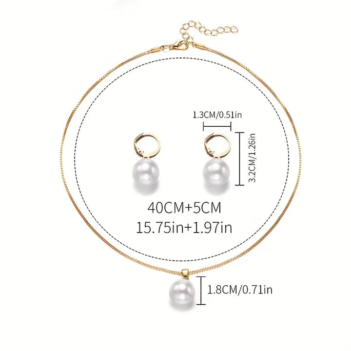 Elegant Grace Pearl Necklace Set