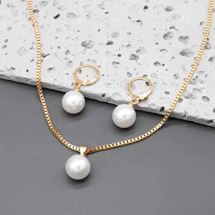 Elegant Grace Pearl Necklace Set