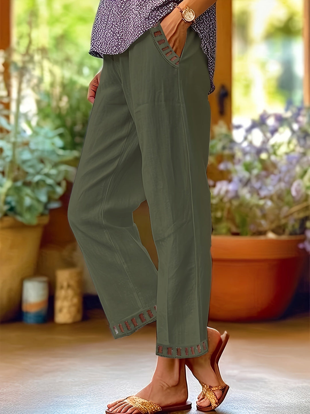 Wren | Relaxed Contrast Trim Cropped Pants
