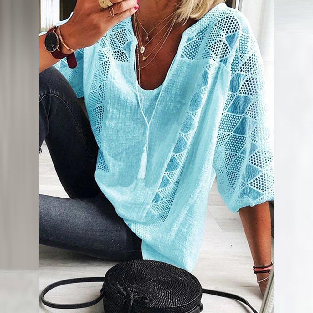 Marlayne™ -  Boho Crochet-Detail Blouse