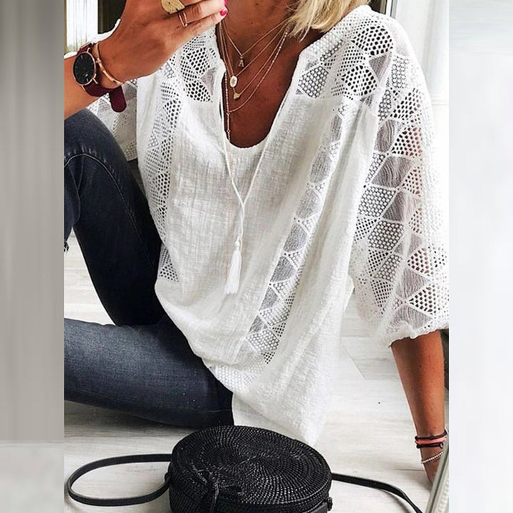 Marlayne™ -  Boho Crochet-Detail Blouse