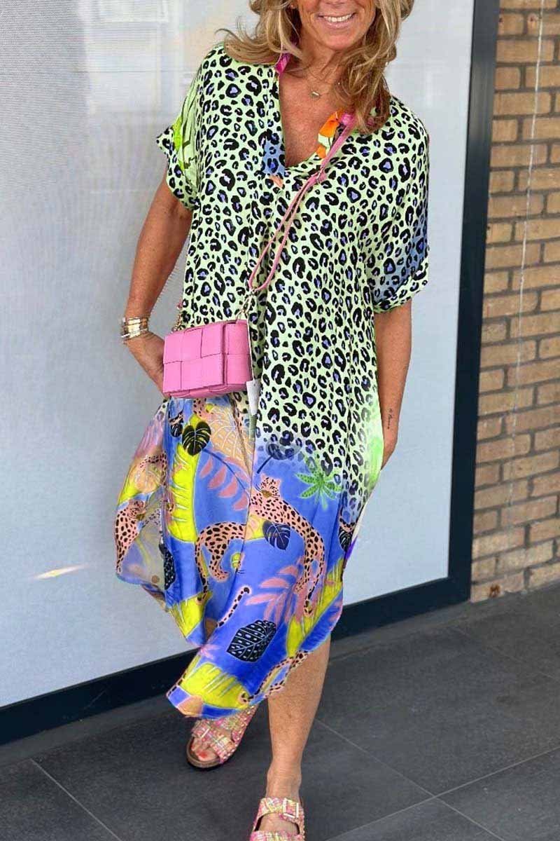 NEVE - CASUAL DRESS WITH LEOPARD PRINT